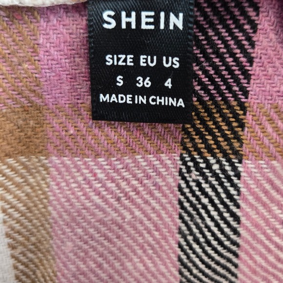 Womens‎ 4 Shacket Shirt Jacket Mini Skirt 2pc Outfit Preppy Pink Plaid Angelcore - Picture 11 of 11